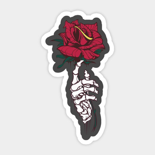 Skull and Rose Sticker by White Name